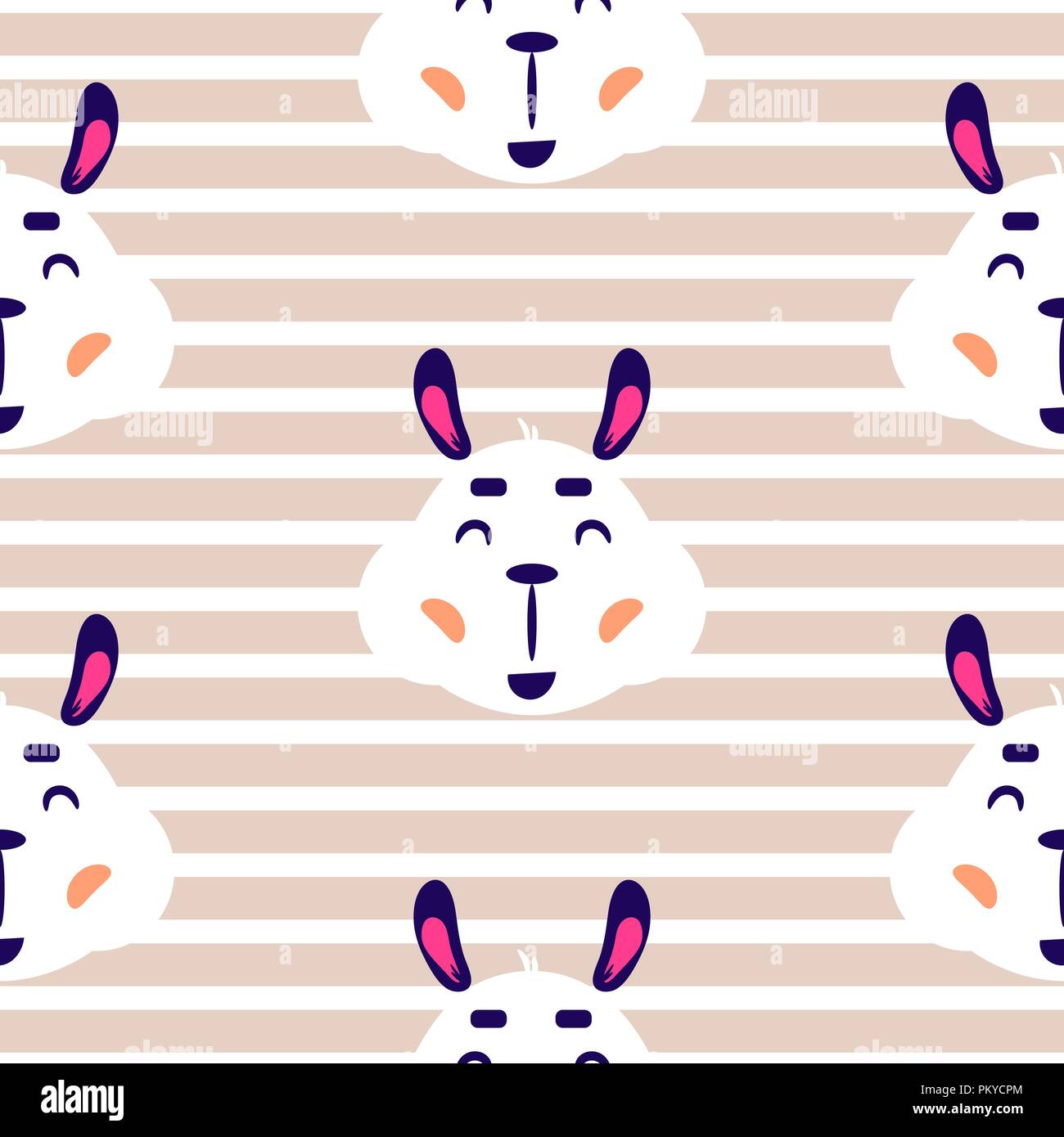 Allegro lama baby vettore a strisce beige seamless schema di ripetizione. Illustrazione Vettoriale