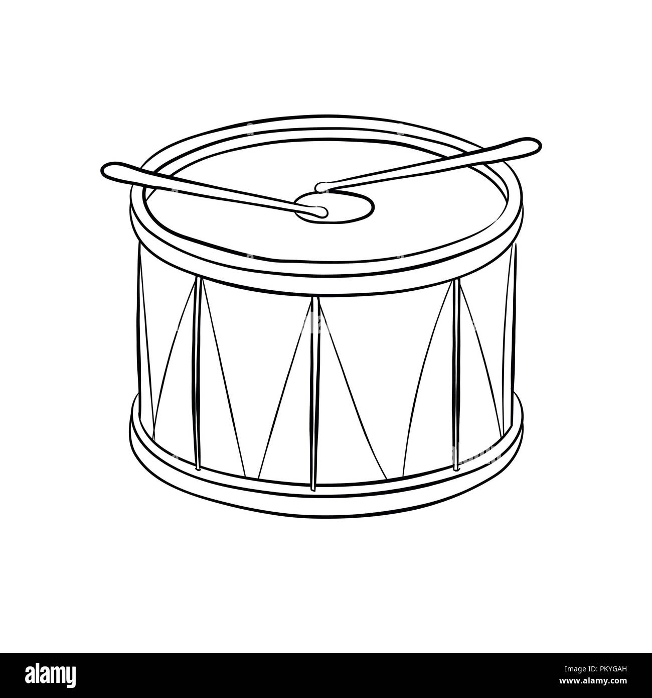 Illustrazione del tamburo, isolati su sfondo bianco - disegnata a mano illustrazione. Illustrazione Vettoriale