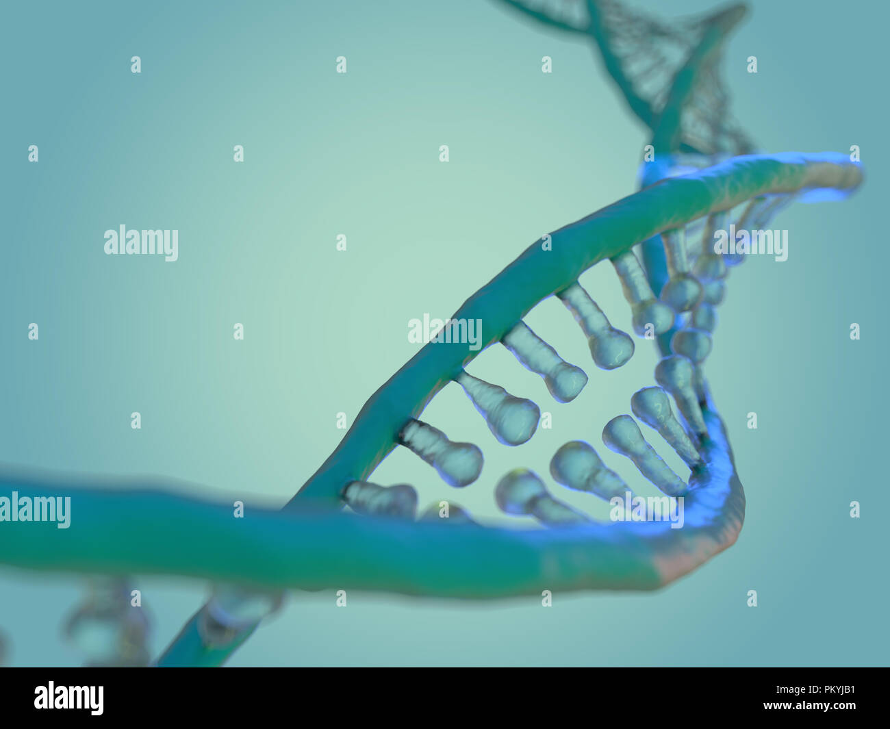 Catena di DNA. Abstract background scientifico. Bella illustraion. La biotecnologia, biochimica, la genetica e il concetto di medicina. Il rendering 3D Foto Stock