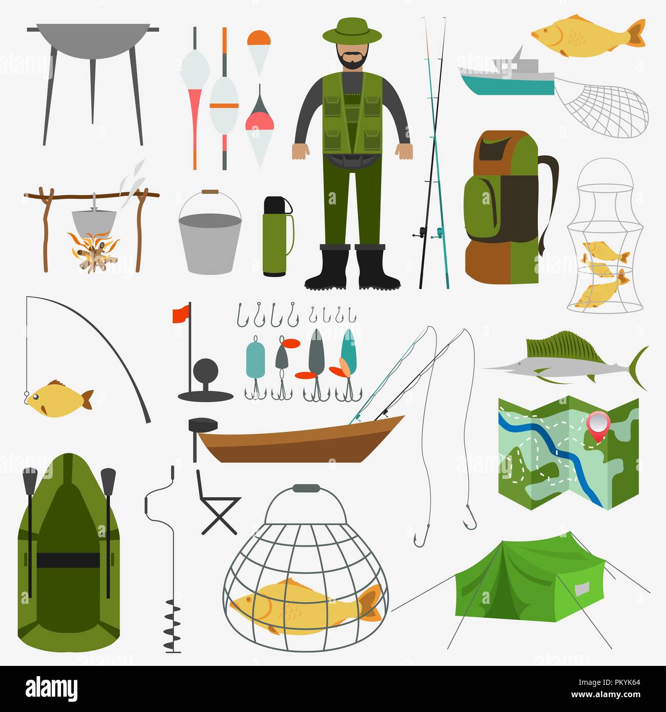 Infografico pesca elementi, benefici di pesca e pesca distruttiva. Impostare gli elementi per creare il proprio design infografico. Illustrazione Vettoriale Illustrazione Vettoriale