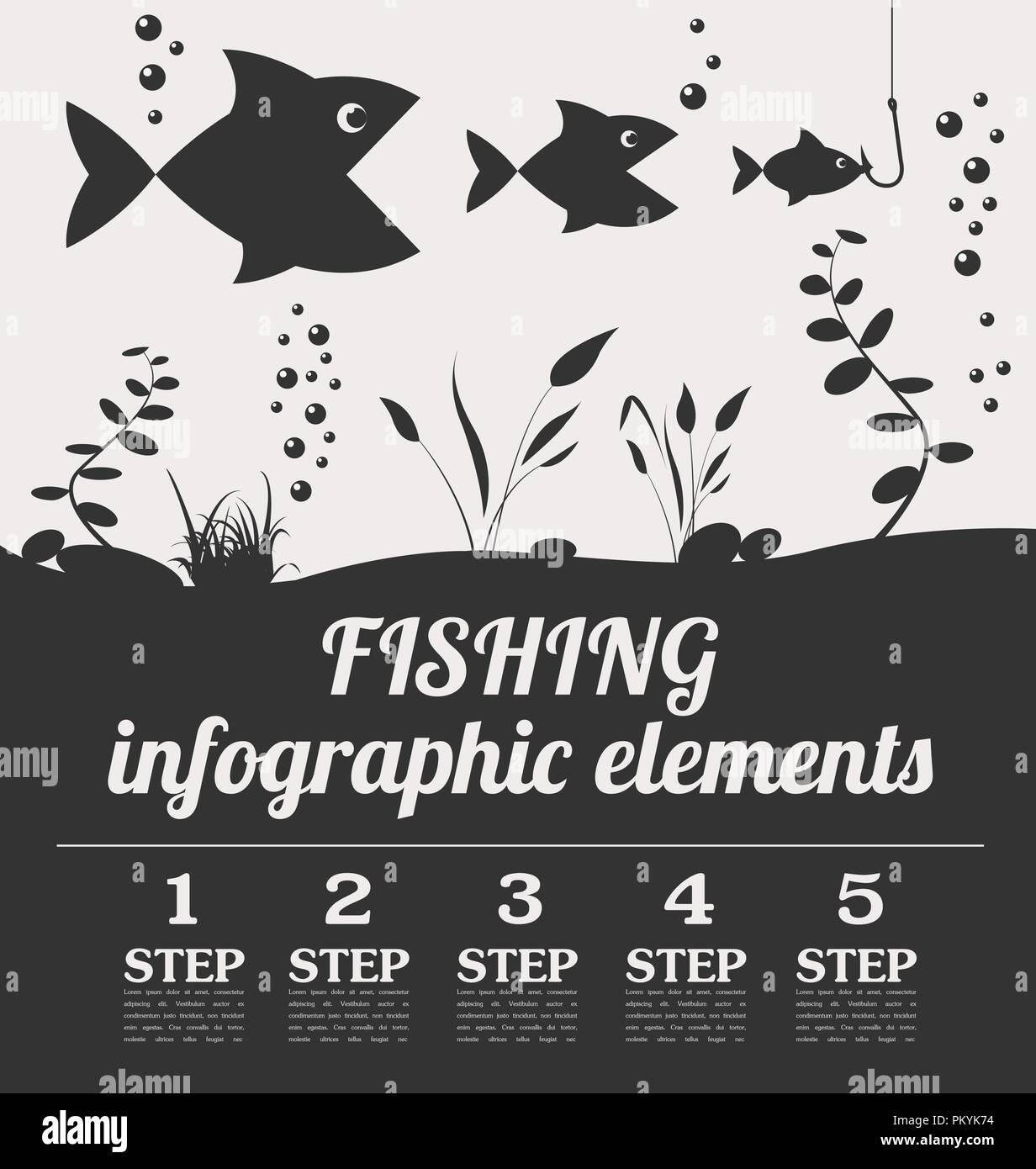 Infografico pesca elementi. Impostare gli elementi per creare il proprio design infografico. Illustrazione Vettoriale Illustrazione Vettoriale