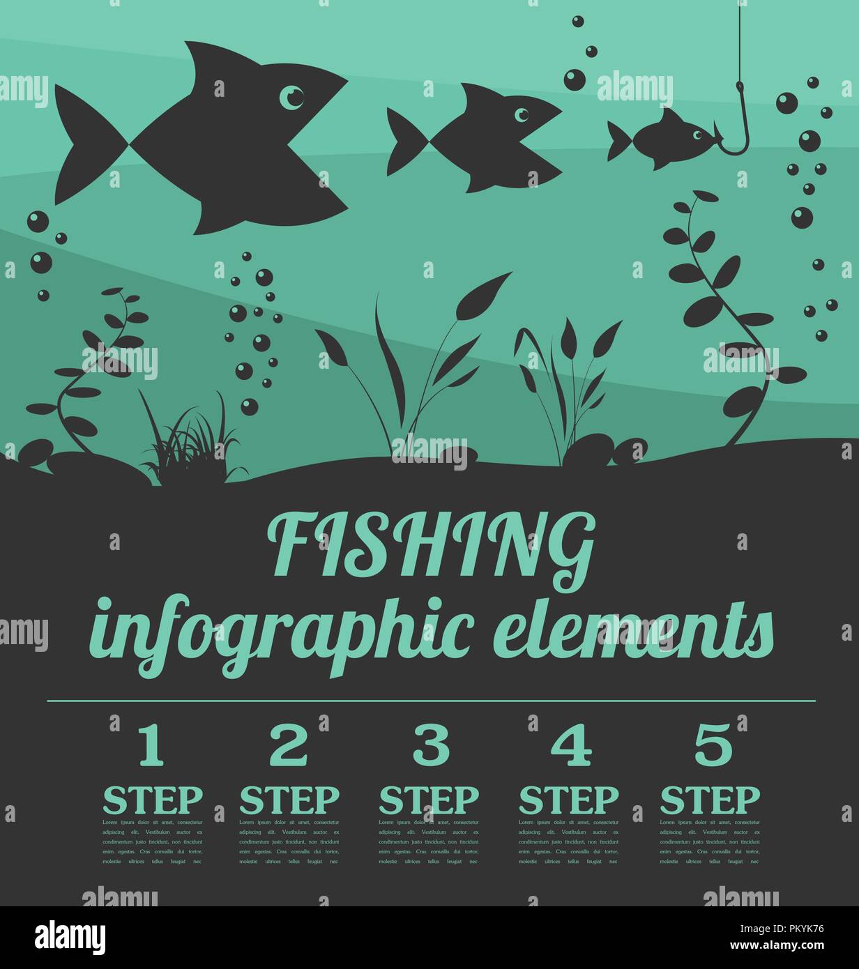 Infografico pesca elementi. Impostare gli elementi per creare il proprio design infografico. Illustrazione Vettoriale Illustrazione Vettoriale