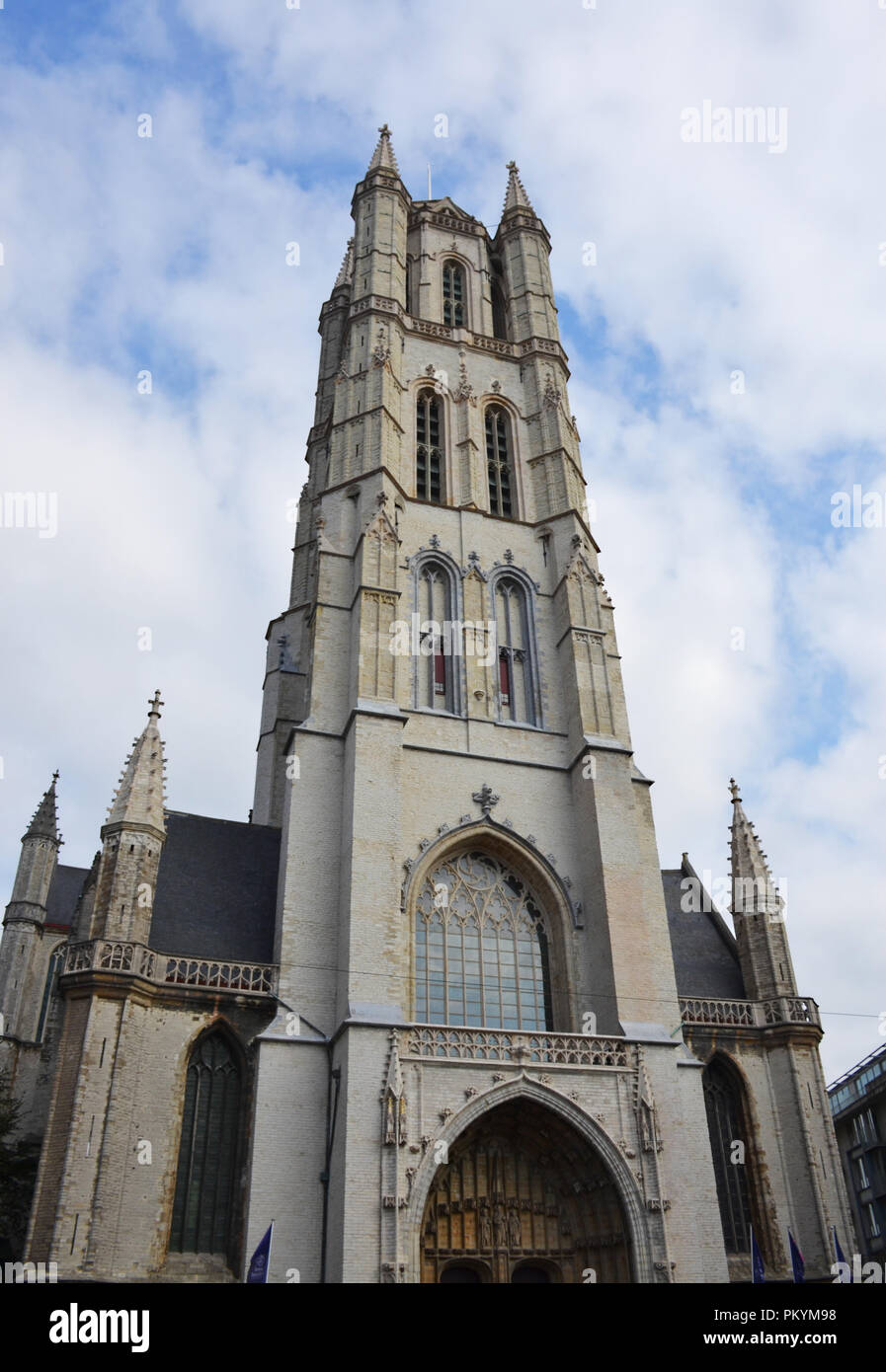 Ad ovest la facciata della Cattedrale di San Bavone a Gand, Belgio Foto Stock