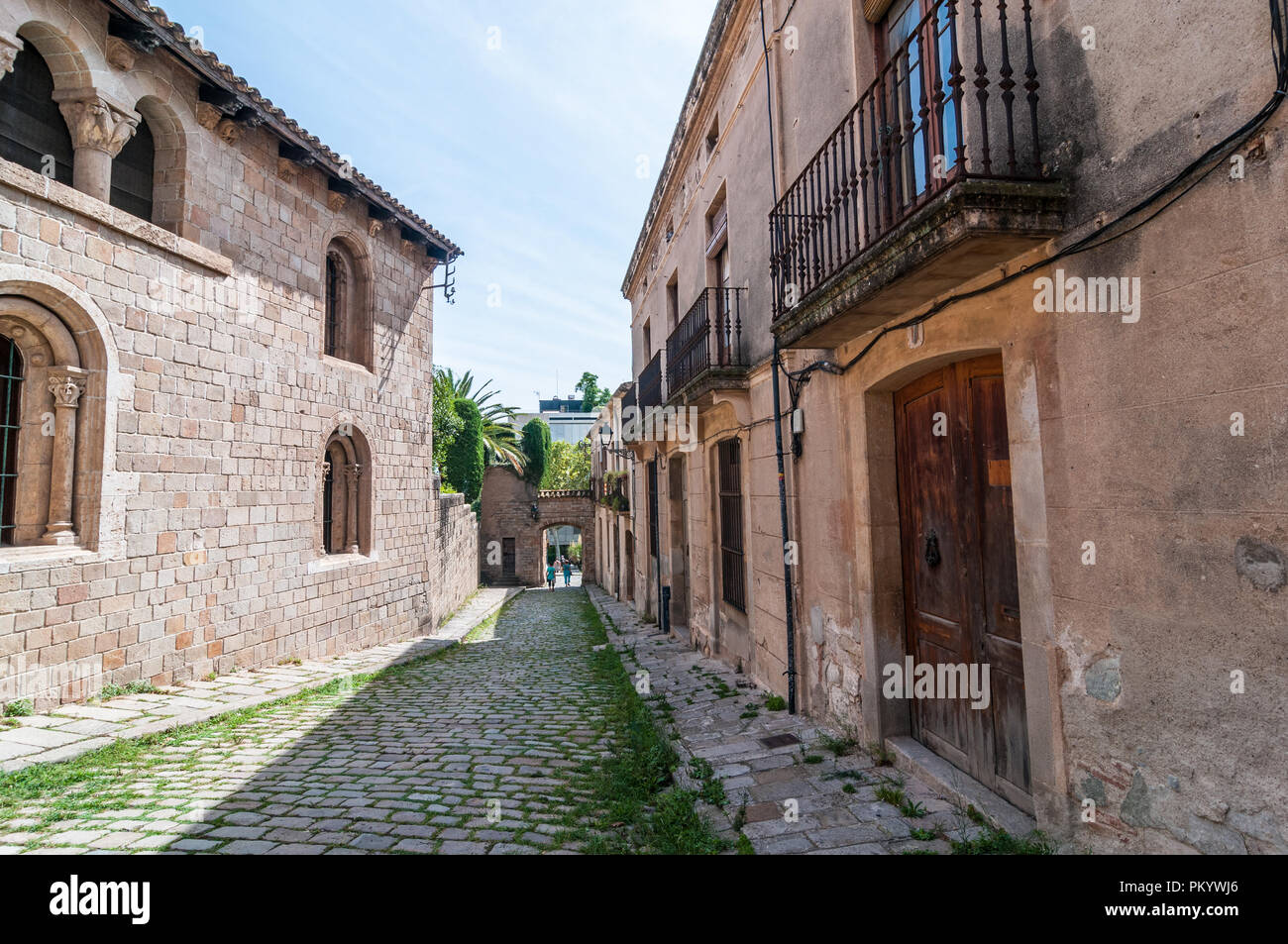 Street vicino Monastero di Pedralbes, il monastero di santa maria, Barcellona, in Catalogna, Spagna Foto Stock
