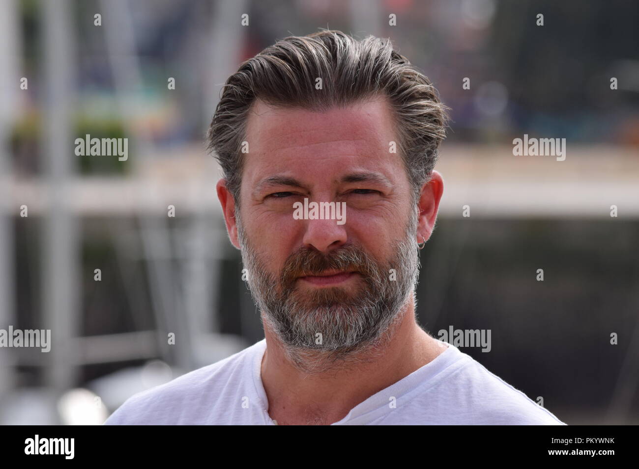 Geert Van Rampelberg, attore in De Dag (Giorno), un film della TV che ha vinto il premio per il miglior romanzo europeo al 2018 Fiction Festival di La Rochelle, Foto Stock