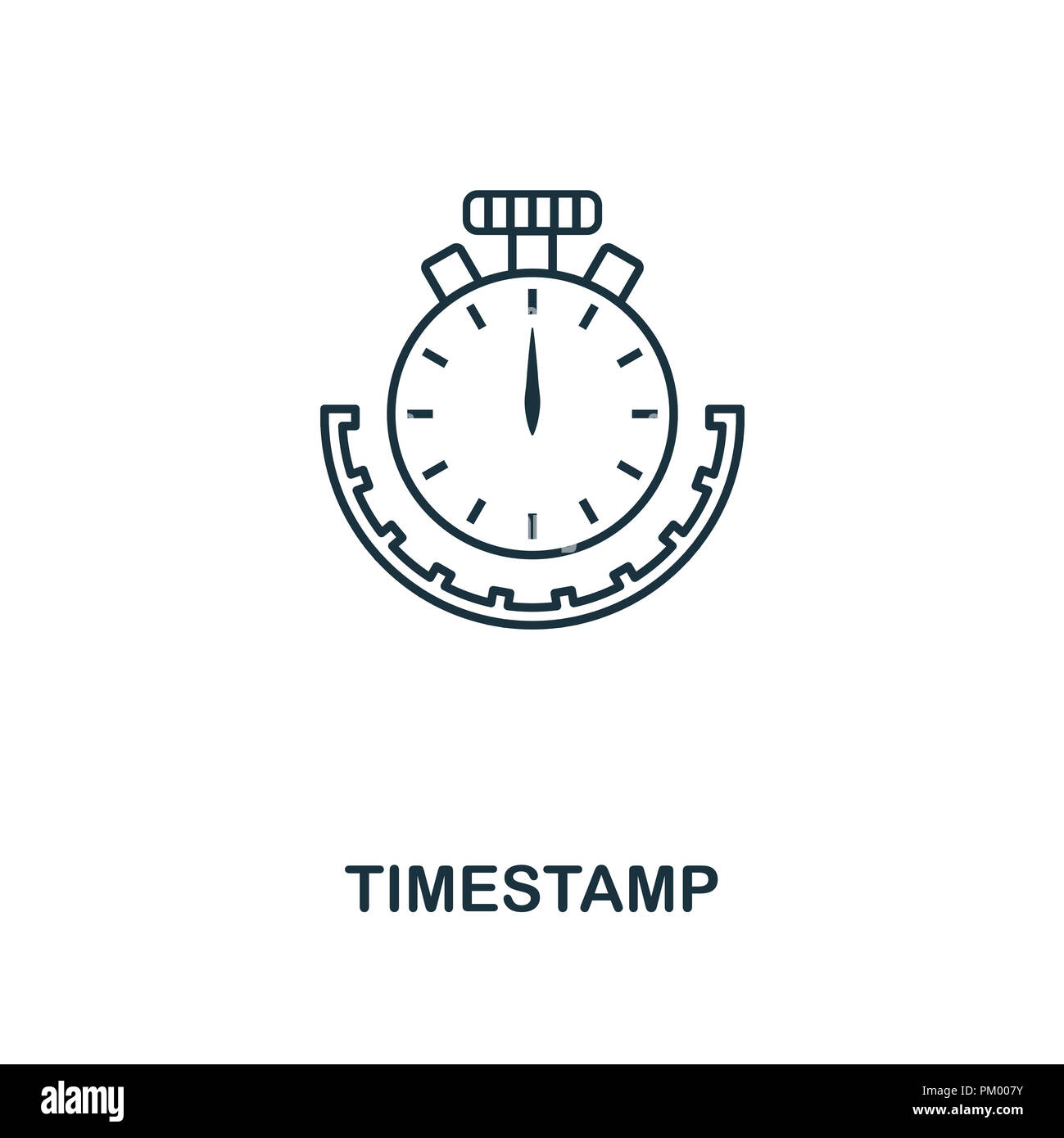 Timestamp icona di contorno. Monocromatico design di stile dalla moneta crypto raccolta. UI. Pixel perfetto pittogramma semplice contorno icona Indicatore data e ora. Web design Foto Stock