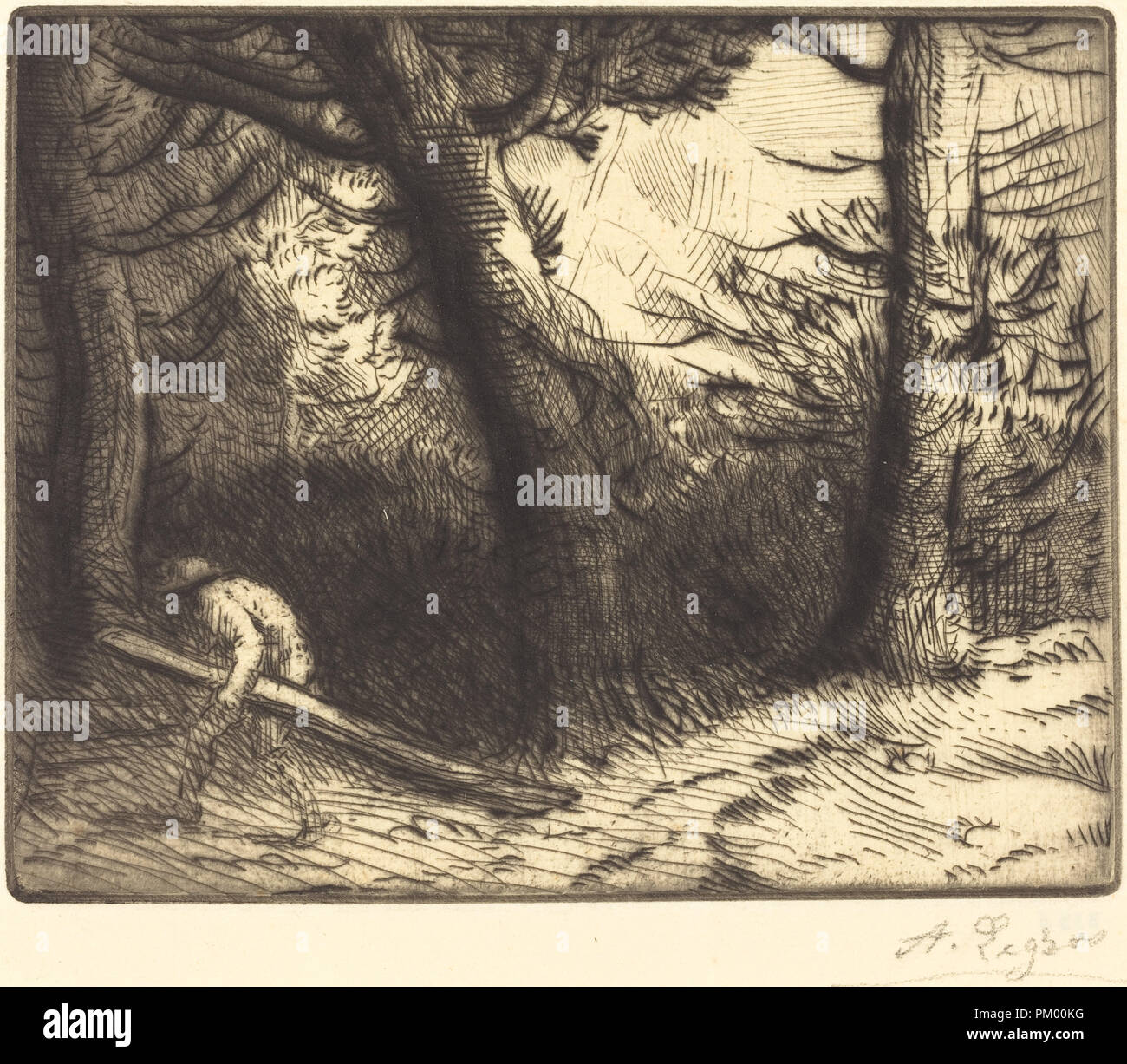 Bordo di una foresta in Borgogna (Onu coin de foret en Bourgogne). Medium: incisione puntasecca e. Museo: National Gallery of Art di Washington DC. Autore: Alphonse Legros. Foto Stock