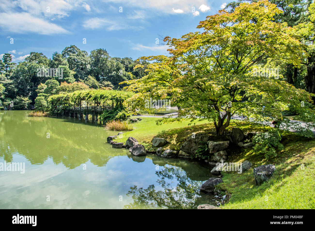 Dettaglio del Kyoto Oomiya Imperial Palace Garden a Kyoto in Giappone 2015 Foto Stock