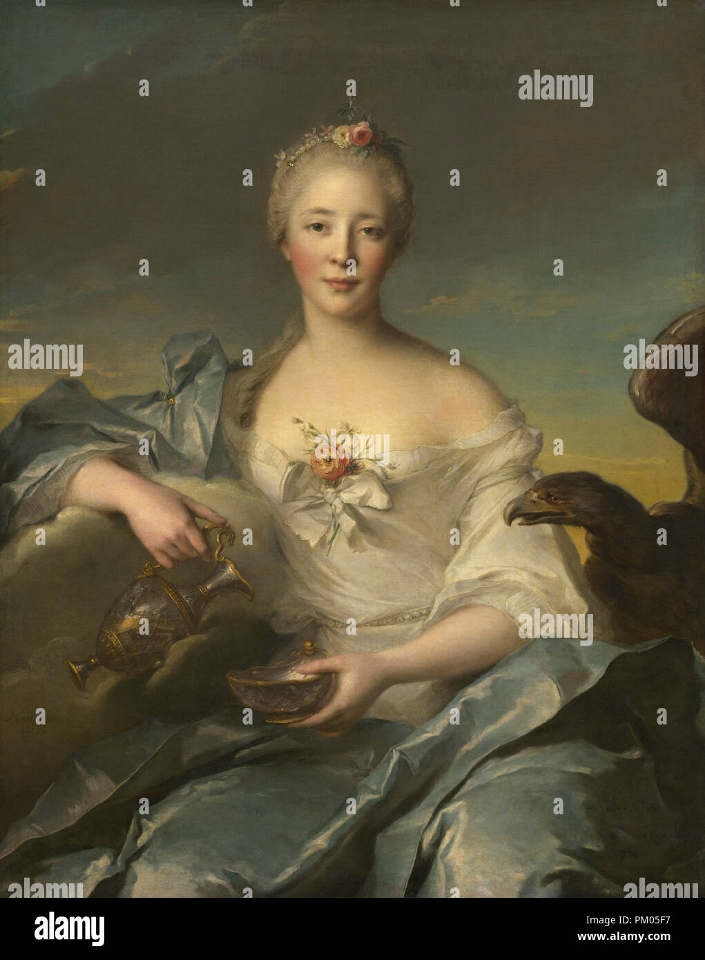 Madame Le Fèvre de Caumartin come Hebe. Data: 1753. Dimensioni: complessivo: 102,5 x 81,5 cm (40 3/8 x 32 1/16 in.) incorniciato: 126,4 x 106,7 x 13 cm (49 3/4 x 42 x 5 1/8 in.). Medium: olio su tela. Museo: National Gallery of Art di Washington DC. Autore: NATTIER JEAN-MARC. JEAN MARC NATTIER. Foto Stock