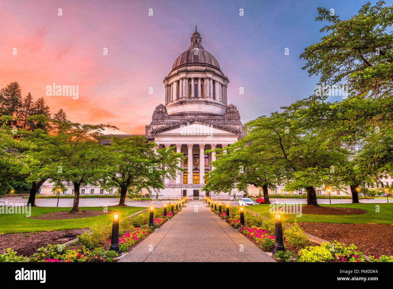 Olympia, Washington, Stati Uniti d'America lo State Capitol Building al crepuscolo. Foto Stock