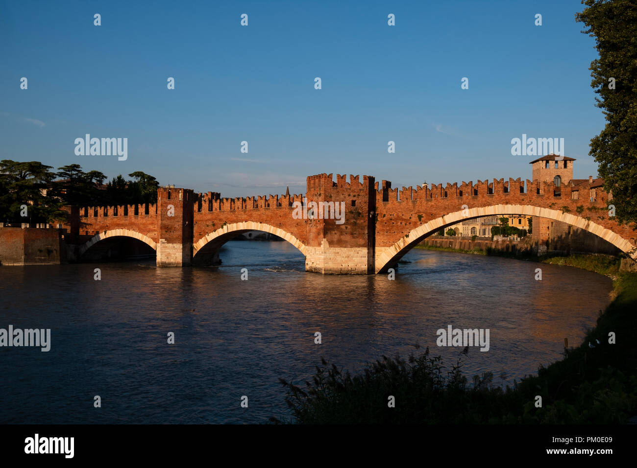 Verona Italia - ponte di Castelvecchio Foto Stock