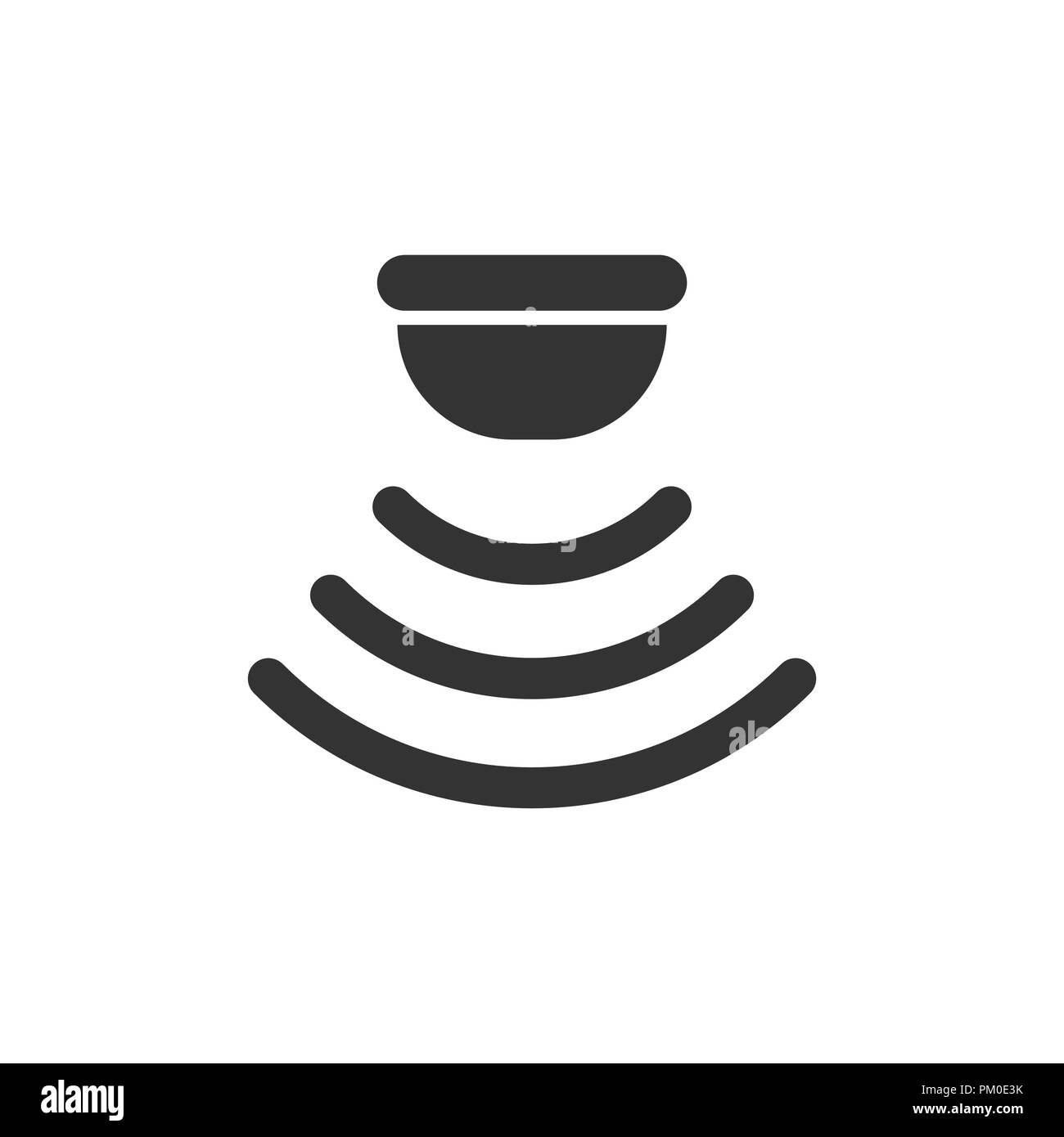 Sensore di movimento icona in stile appartamento. Onde sensore illustrazione vettoriale bianco su sfondo isolato. Collegamento di sicurezza il concetto di business. Illustrazione Vettoriale