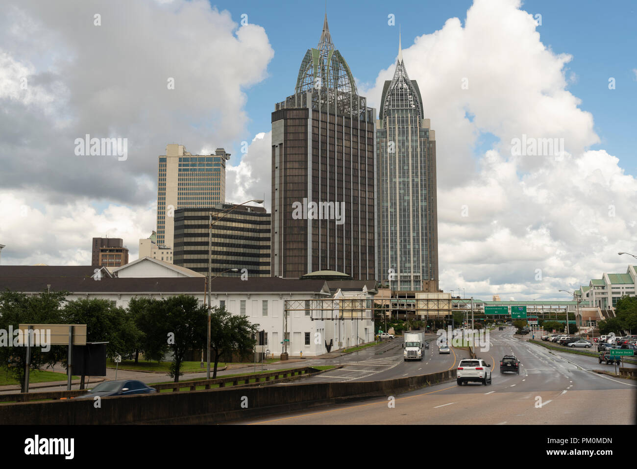 Usa la città portuale di Mobile ha una porta occupata in Alabama Gulf Coast e un pulito downtown Foto Stock