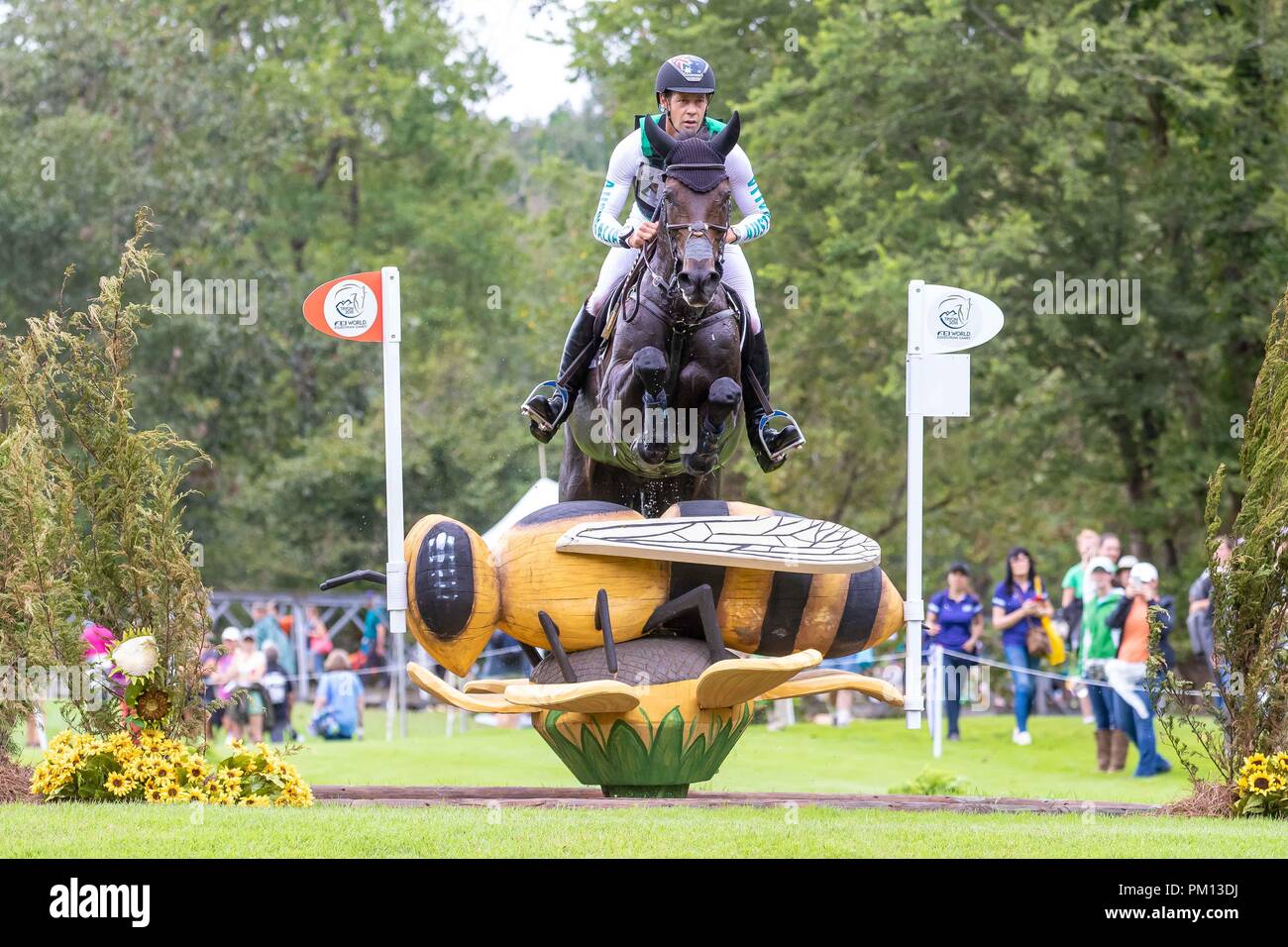 North Carolina, USA. Xv Sep, 2018. Christopher Burton. Cooley terre. AUS. Eventing Cross country Day 5. Giochi equestri mondiali. WEG 2018 Tryon. Carolina del Nord. Stati Uniti d'America. 15/09/2018. Credito: Sport In immagini/Alamy Live News Foto Stock