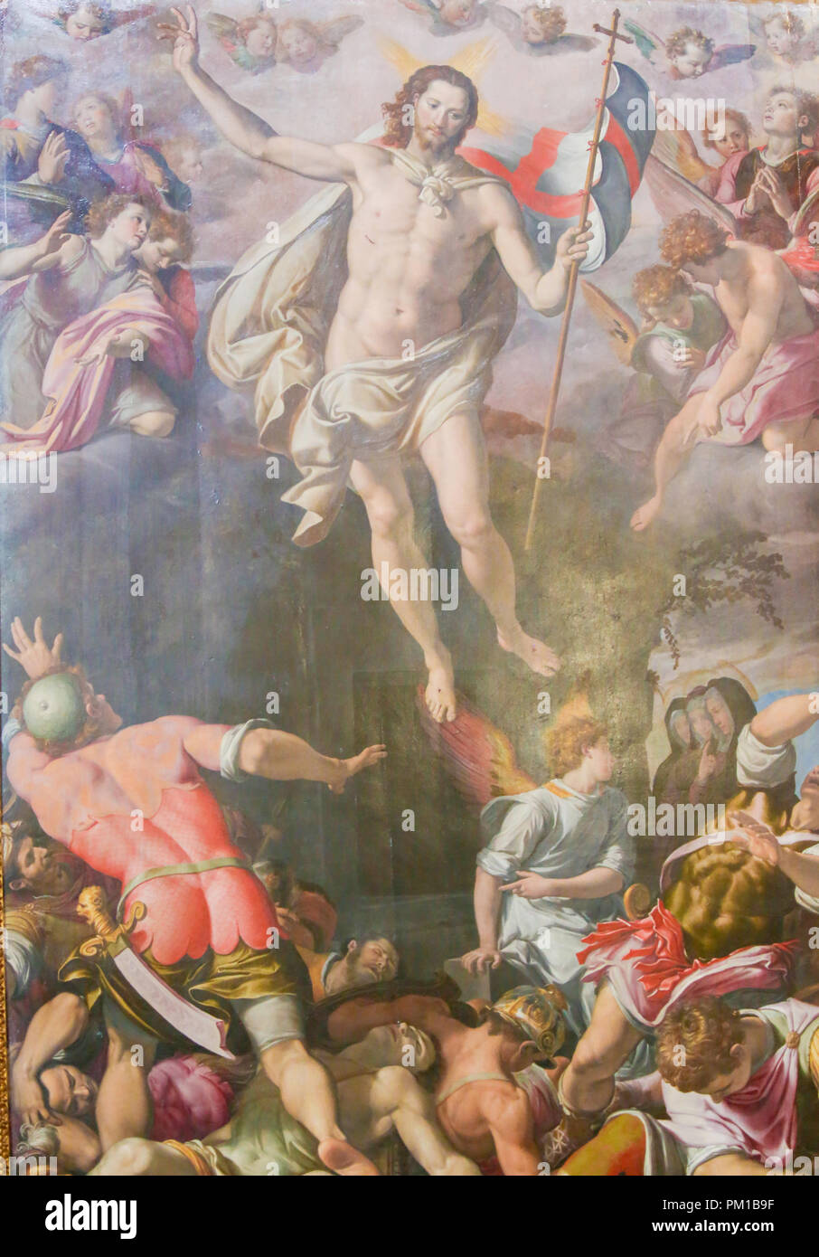 Dipinto raffigurante l'Ascensione di Gesù Cristo, presso la Basilica di Santa Croce, Firenze, Italia. Foto Stock