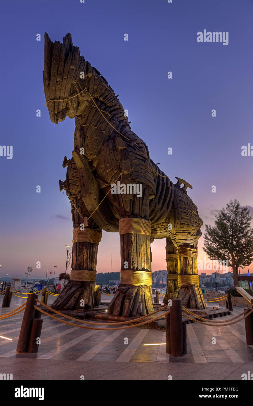 Cavallo di Troia realizzato per Troy film in Canakkale Foto Stock