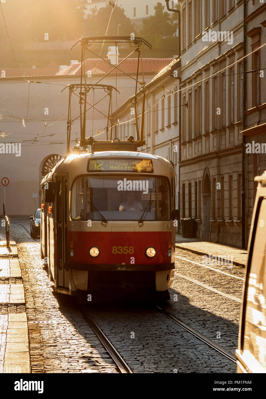 In Tram in Mala Strana di Praga, Boemia Regione, Repubblica Ceca Foto Stock