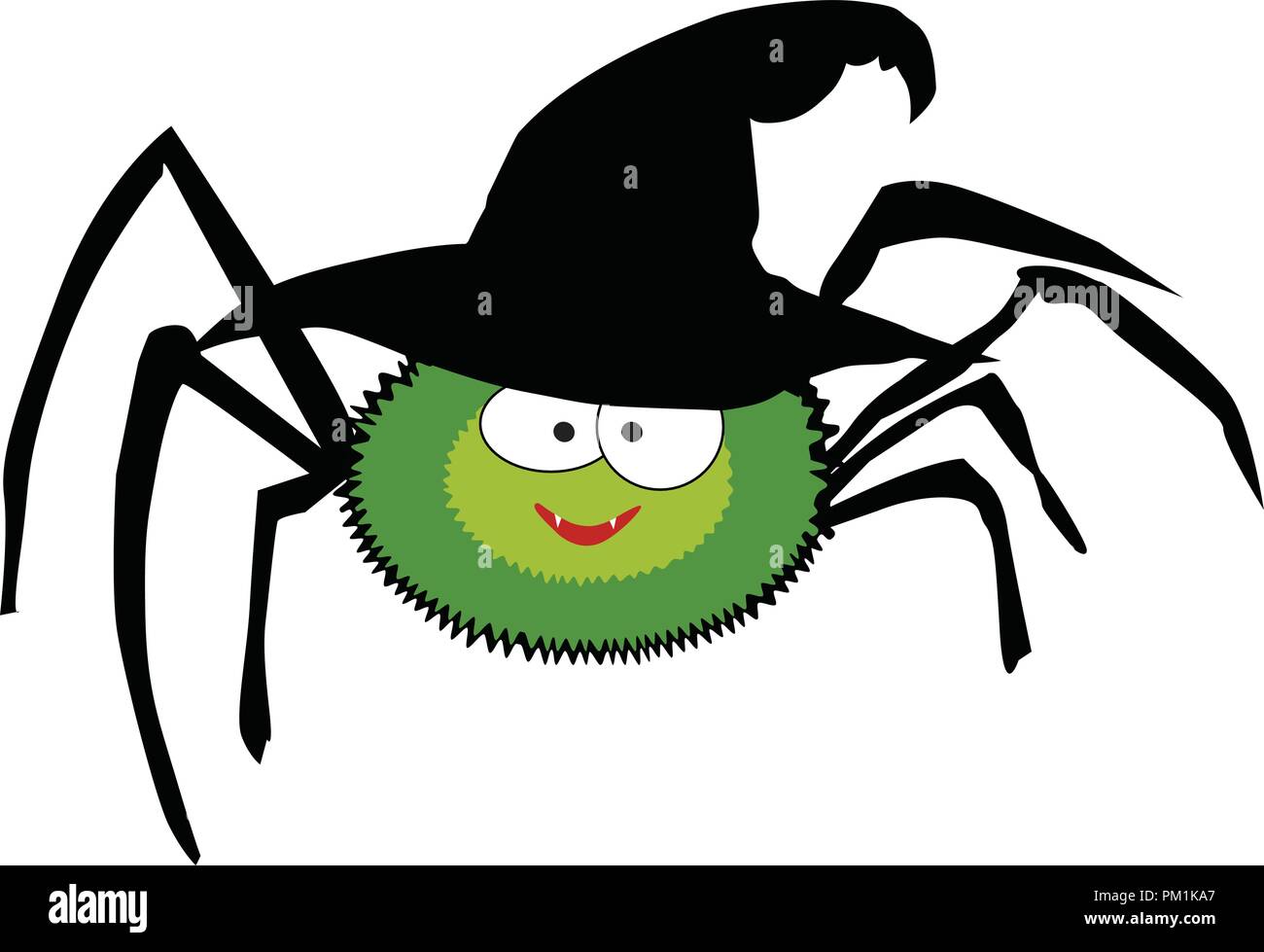 Illustrazione Vettoriale di carino divertente verde ragno sorridente  vestita di nero halloween witch hat. Cartoon spider carattere isolato su  sfondo bianco. Cifra Immagine e Vettoriale - Alamy