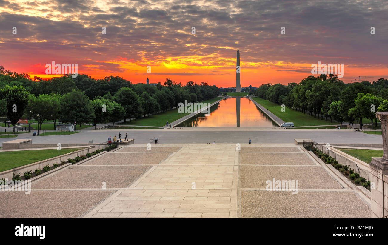 Il Monumento a Washington all'alba, Washington DC, Stati Uniti d'America. Foto Stock