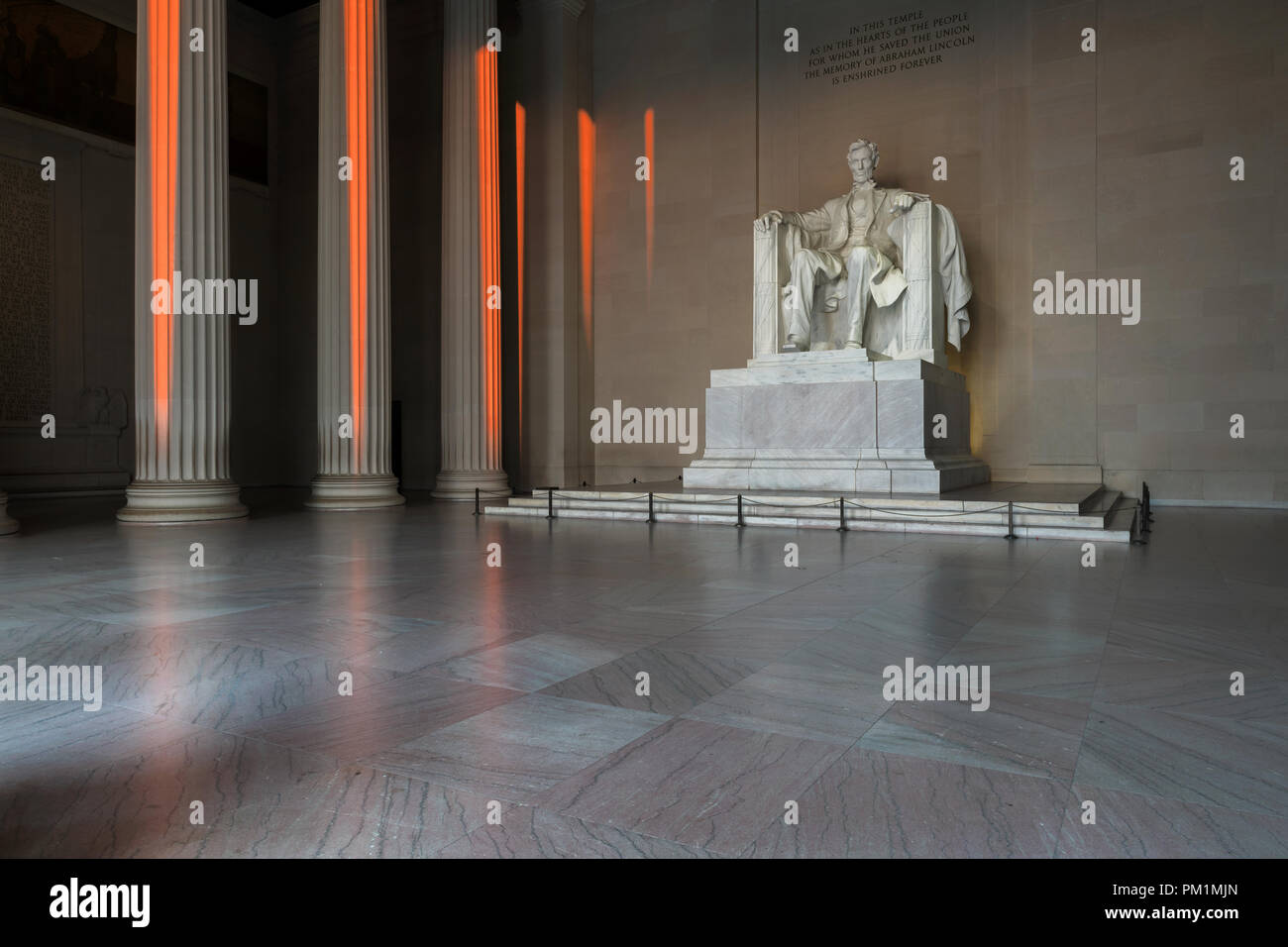 Il Lincoln Memorial interni all alba del National Mall di Washington DC. Foto Stock