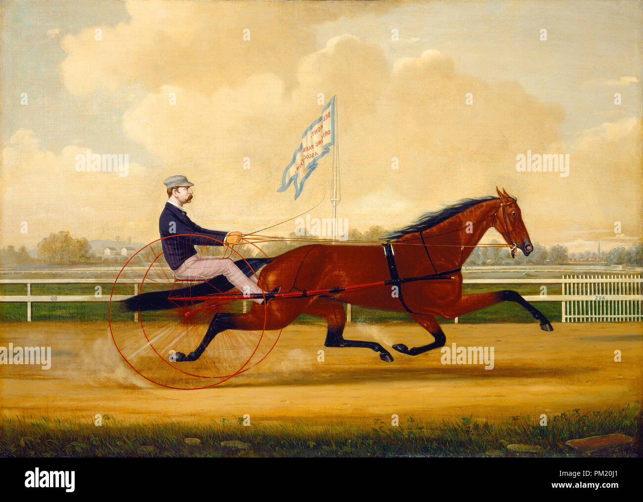 Budd Doble orafo guida cameriera a Belmont Park di guida. Data: 1876. Dimensioni: complessivo: 66 x 91,6 cm (26 x 36 1/16 in.) incorniciato: 82,5 x 106 x 5 cm (32 1/2 x 41 3/4 x 1 15/16 in.). Medium: olio su tela. Museo: National Gallery of Art di Washington DC. Autore: Charles S. Humphreys. Foto Stock