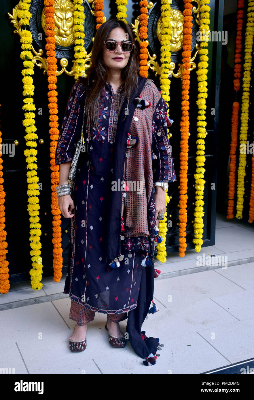 Mumbai, India. Xvi Sep, 2018. L'attrice Alvira Agnihotri visto a Ekta Kapoor Casa per Ganpati darshan a Mumbai. Credito: Azhar Khan SOPA/images/ZUMA filo/Alamy Live News Foto Stock