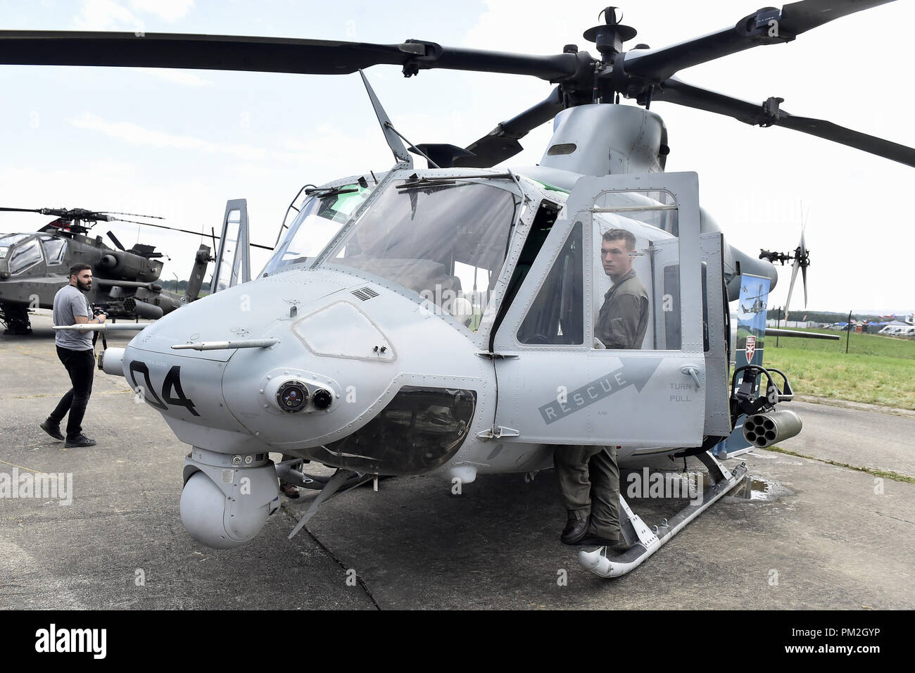 Il multi-purpose elicottero UH-1Y Venom, Yankee, da Bell Company è stata presentata durante i giorni della NATO e il ceco Air Force giorni all aeroporto Mosnov, Ostrava, Repubblica ceca, 15 settembre 2018. (CTK foto/Jaroslav Ozana) Foto Stock