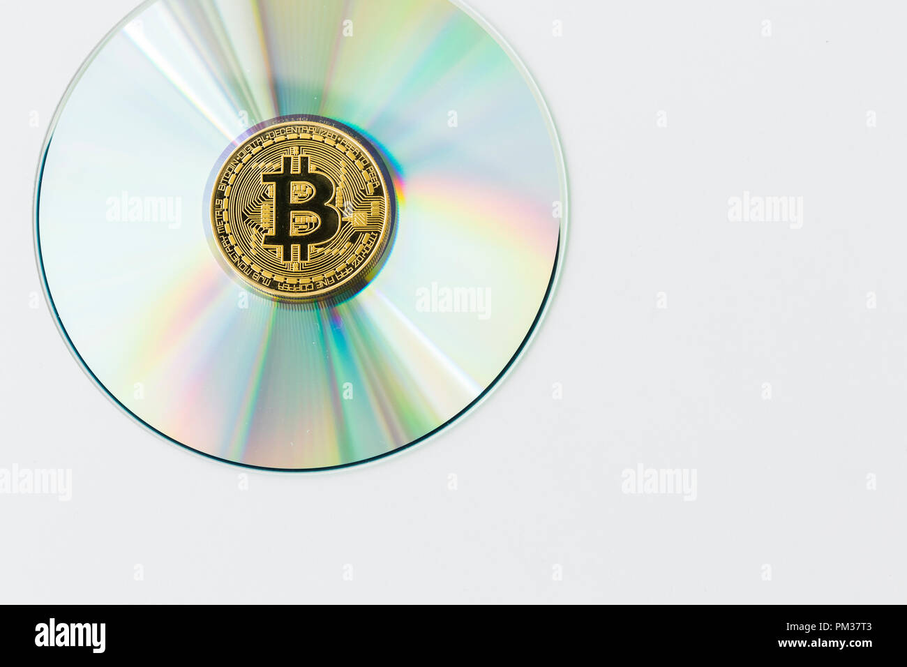 Un Bitcoin Cryptocurrency Bit digitale medaglia BTC valuta la tecnologia Internet Business concetto. Foto Stock