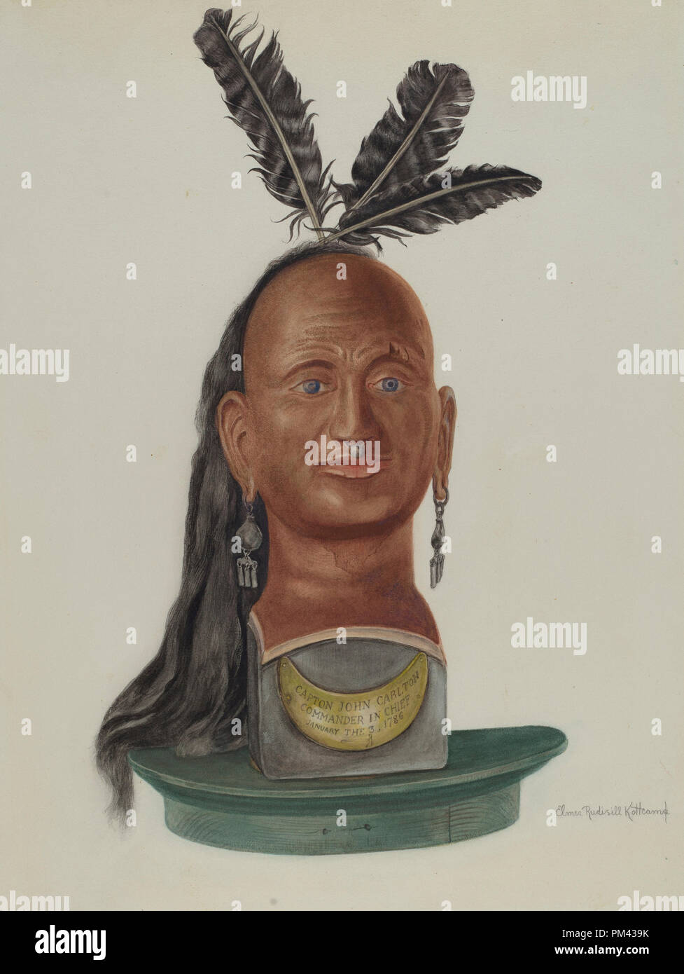 Indian Head. Data: 1935/1942. Dimensioni: complessivo: 42,4 x 30,2 cm (16 11/16 x 11 7/8 in.). Medium: acquerello e grafite su carta. Museo: National Gallery of Art di Washington DC. Autore: Elmer R. Kottcamp. Foto Stock