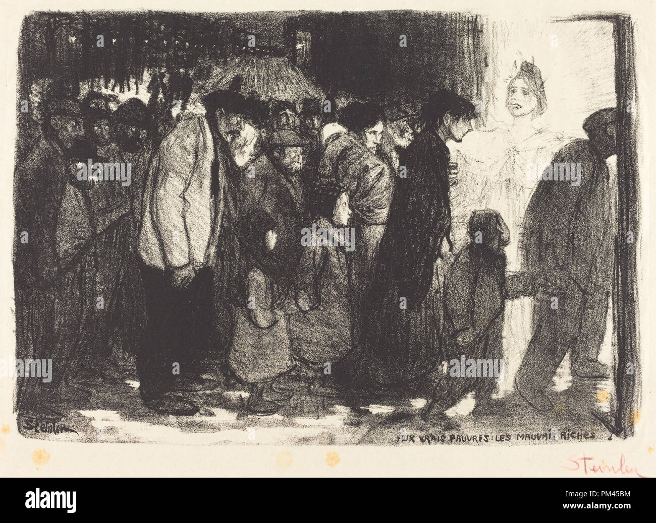 Il vero povero: il ricco malvagio (Aux vrais pauvres: Les mauvais ricchezze). Data: 1894. Medium: litografia. Museo: National Gallery of Art di Washington DC. Autore: STEINLEN, TEOPHILE. Foto Stock