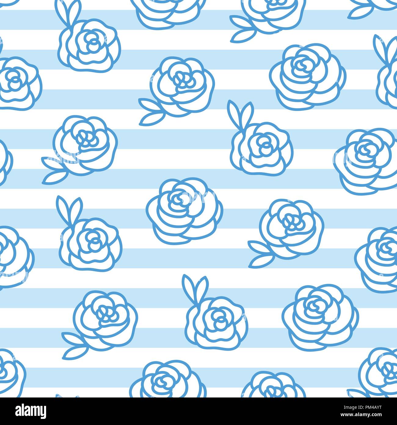 Vector Winter seamless pattern. Rose fiore del disegno a mano con illustrazione striped isolati su sfondo bianco. Illustrazione Vettoriale