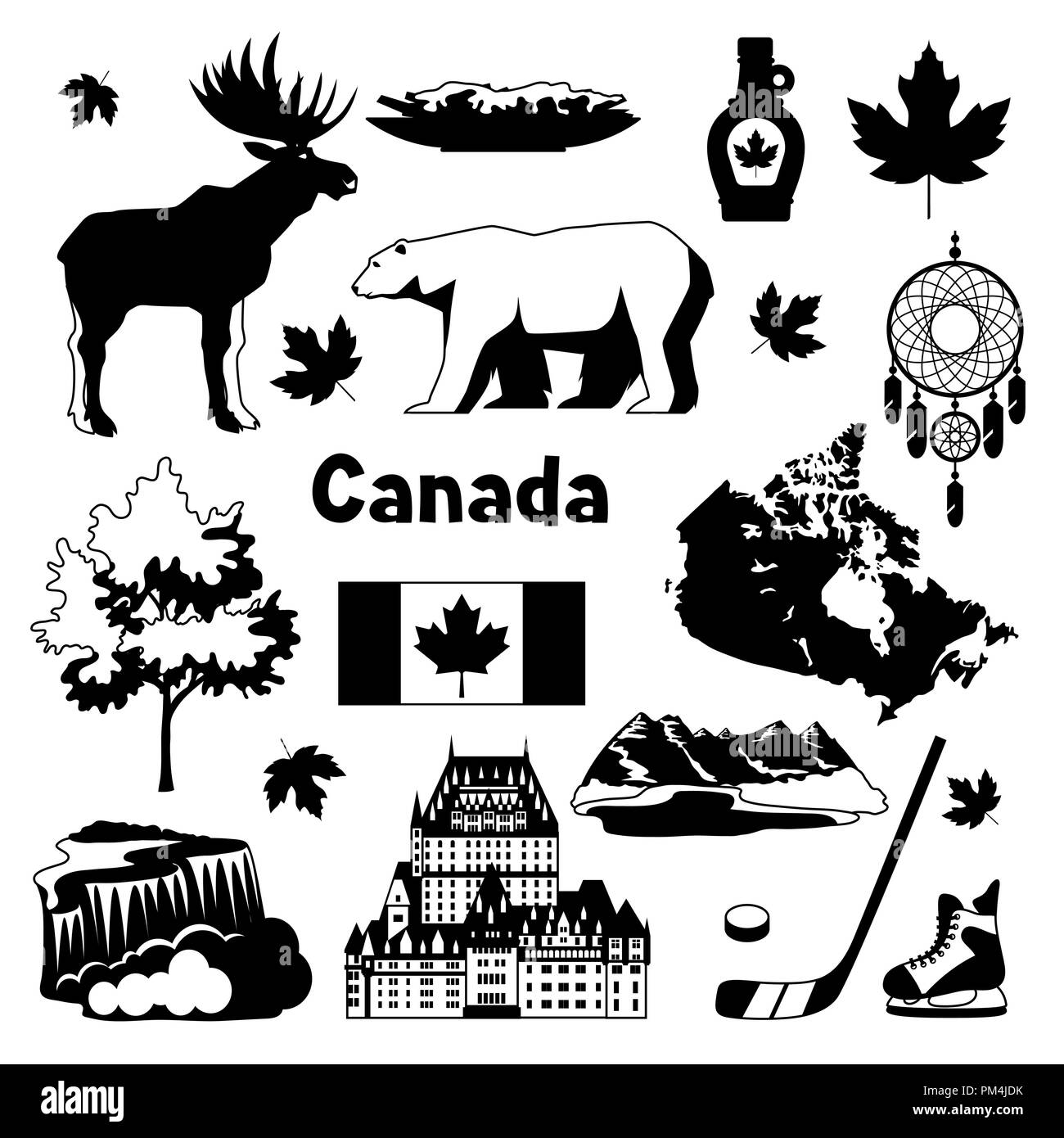 Canada set di icone. Illustrazione Vettoriale