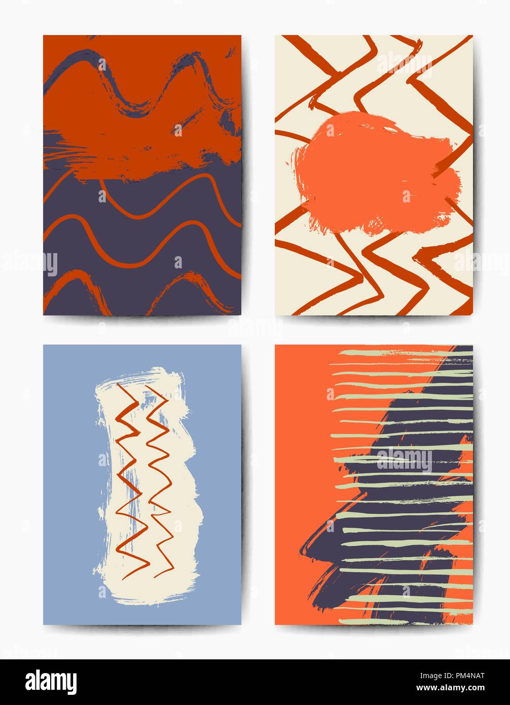 Vector grunge cartoline pennello colorato set di modelli Illustrazione Vettoriale
