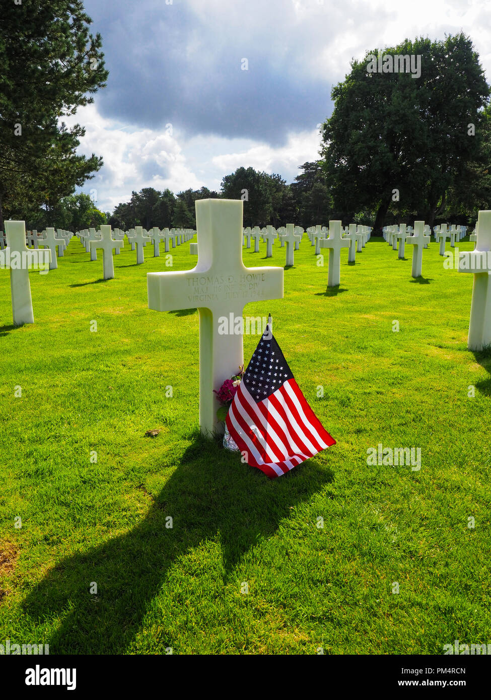 Tomba di grandi Thomas Howie Normandia cimitero americano Foto Stock