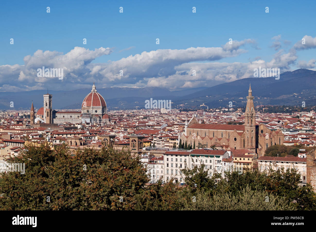 Panorama di Firenze dal Piazzale Michelangelo Foto Stock