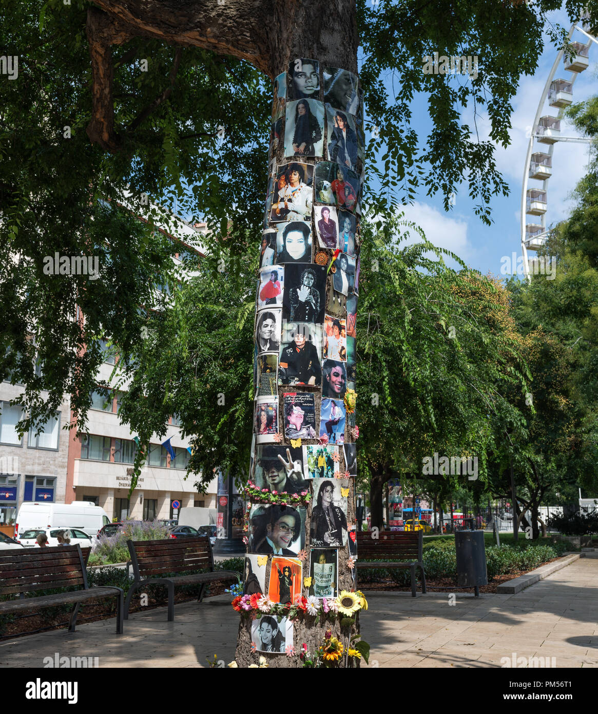 Budapest, Ungheria - 3 August, 2018 :nella parte anteriore di questo albero è l'albergo dove Michael Jackson si era fermato a Budapest. era un punto di incontro per il Foto Stock