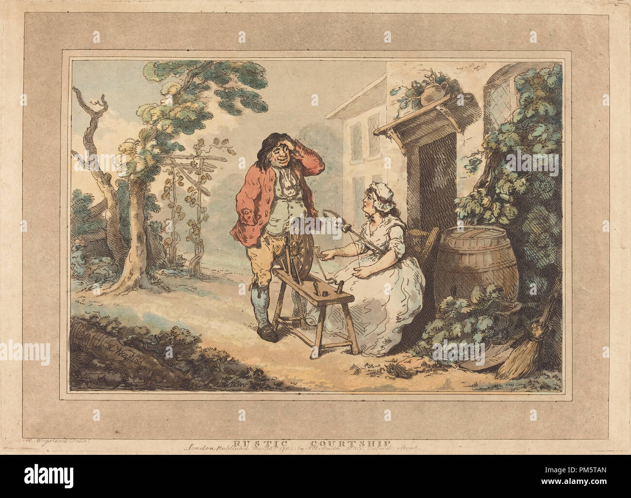 Rustico di corteggiamento. Data: 1785. Medium: colorate a mano di attacco e la puntasecca. Museo: National Gallery of Art di Washington DC. Autore: Thomas Rowlandson. Foto Stock