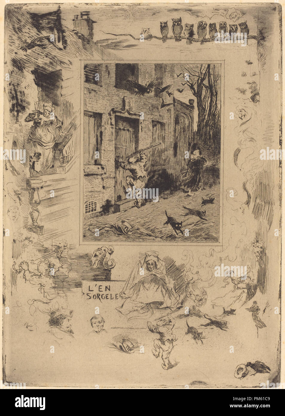 La Maison Maudite (la casa dei dannati). Data: c. 1883/1885. Medio: l'attacco. Museo: National Gallery of Art di Washington DC. Autore: Félix-Hilaire Buhot. Foto Stock