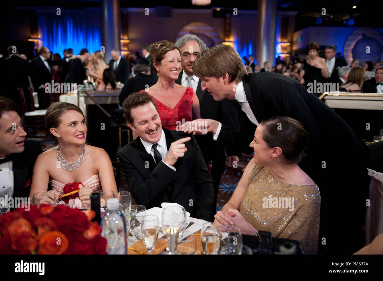 Natalie Portman (sinistra), Darren Aronofsky (al centro a sinistra), Edie Falco (al centro a destra) e David O. Russell a sessantottesima Annuale di Golden Globe Awards presso il Beverly Hilton di Beverly Hills, CA domenica 16 gennaio, 2011. Foto Stock