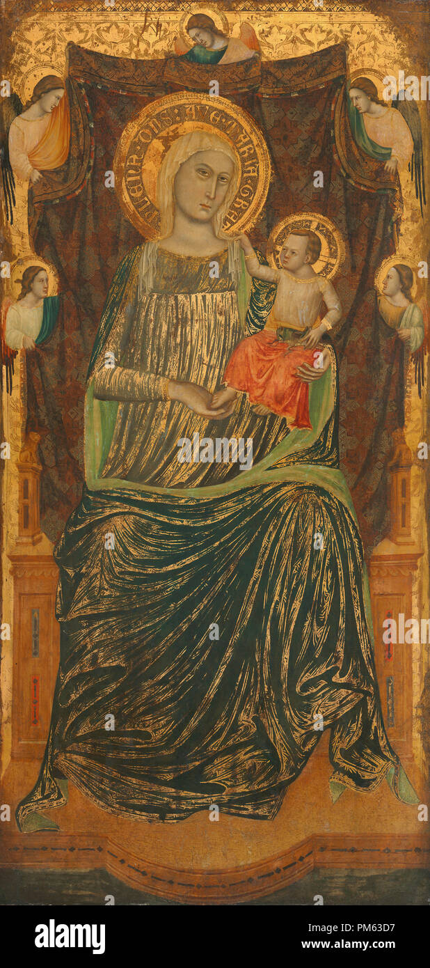 Madonna con il bambino e cinque angeli. Data: c. 1335. Dimensioni: superficie dipinta: 100,6 × 48,2 cm (39 5/8 × 19 in.) in generale: 102,3 × 49,3 × 3,7 cm (40 1/4 × 19 7/16 x 1 7/16 in.) incorniciato: 138.4 x 70,1 cm (54 1/2 x 27 5/8 in.). Medium: tempera su pannello. Museo: National Gallery of Art di Washington DC. Autore: Giovanni Baronzio. Foto Stock