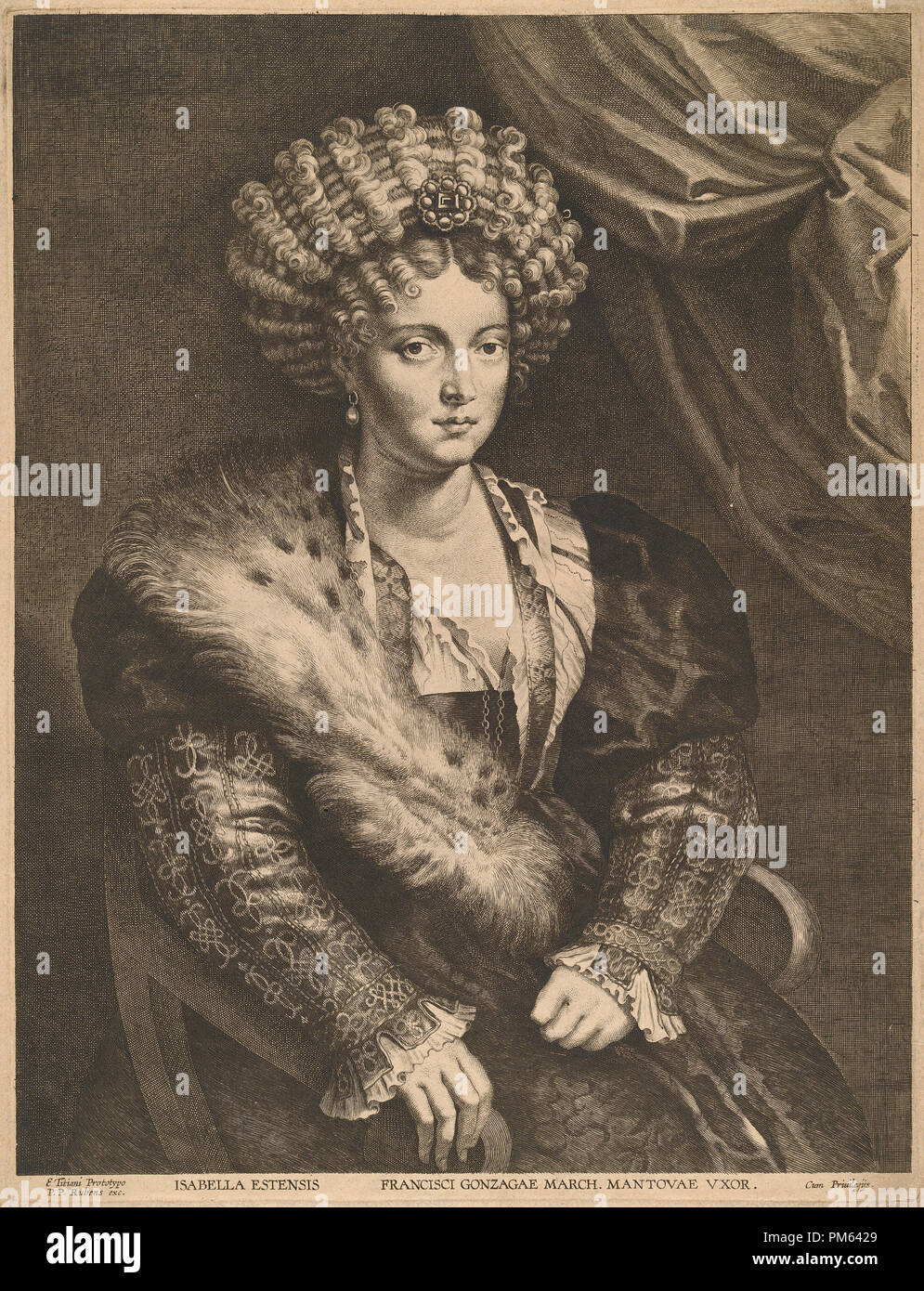 Isabella d'Este. Medium: incisione. Museo: National Gallery of Art di Washington DC. Autore: Lucas Emil Vorsterman dopo Sir Peter Paul Rubens. Foto Stock