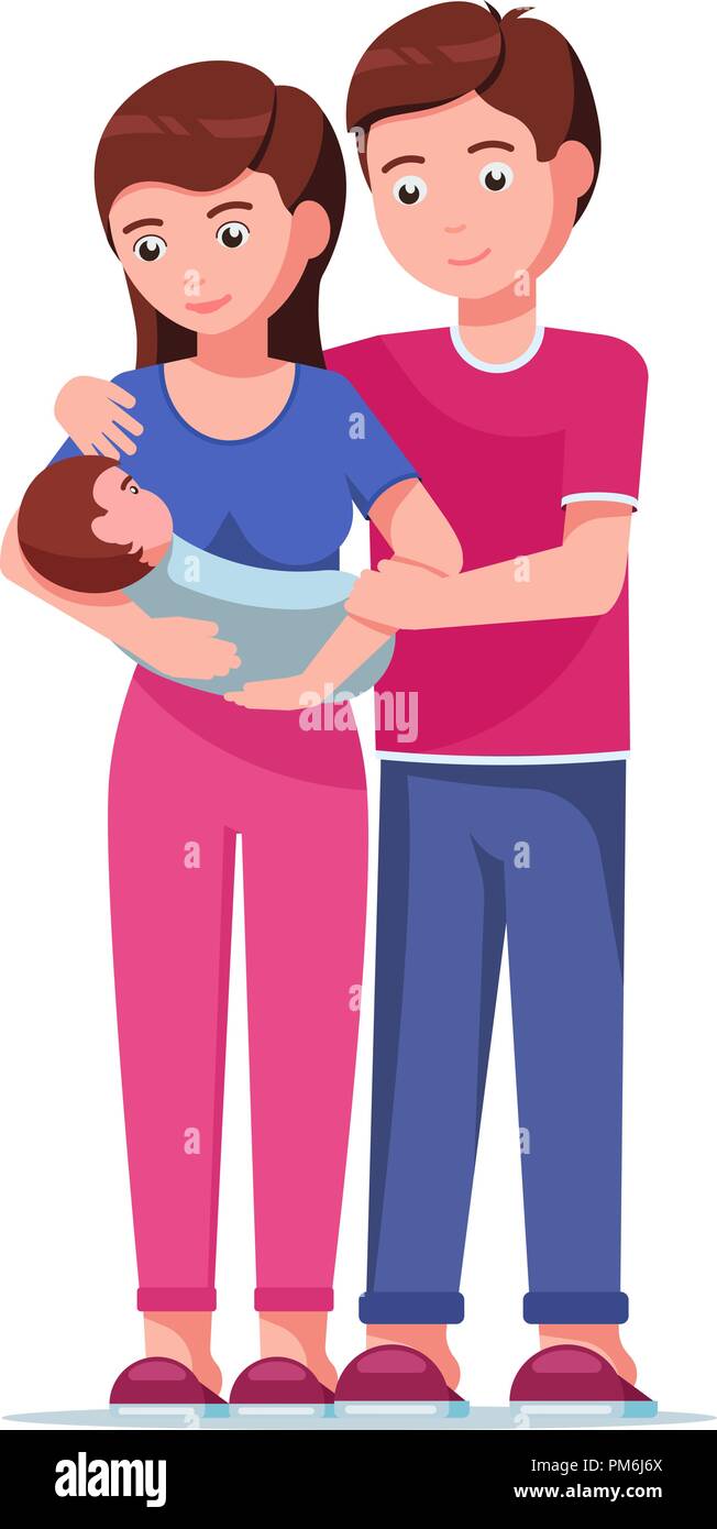 Il padre e la madre per mano del loro bambino Illustrazione Vettoriale