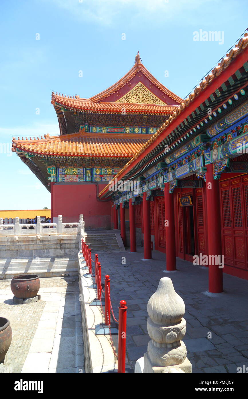 Ornamenti colorati della Città Proibita di Pechino (Cina) Foto Stock