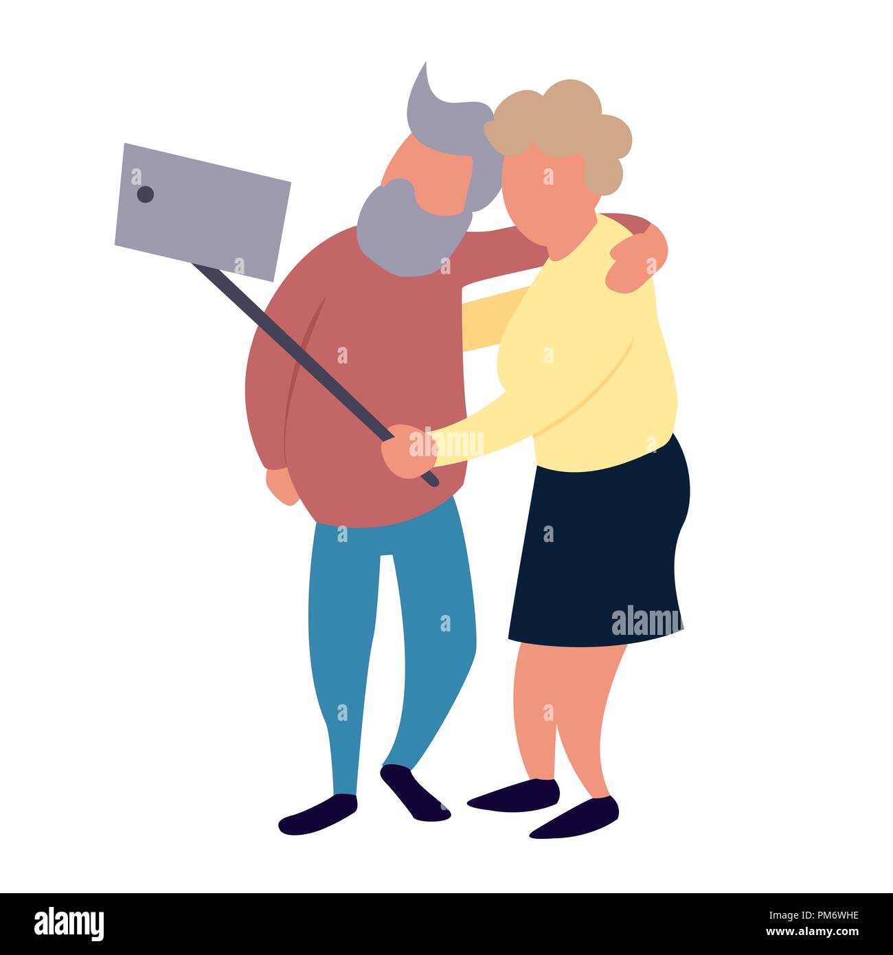 Le persone anziane giovane rendere selfie. Attività ricreative e del tempo libero attività senior concetto. Illustrazione Vettoriale
