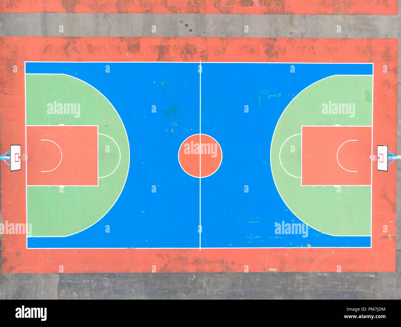 Vista aerea del campo di pallacanestro Foto Stock