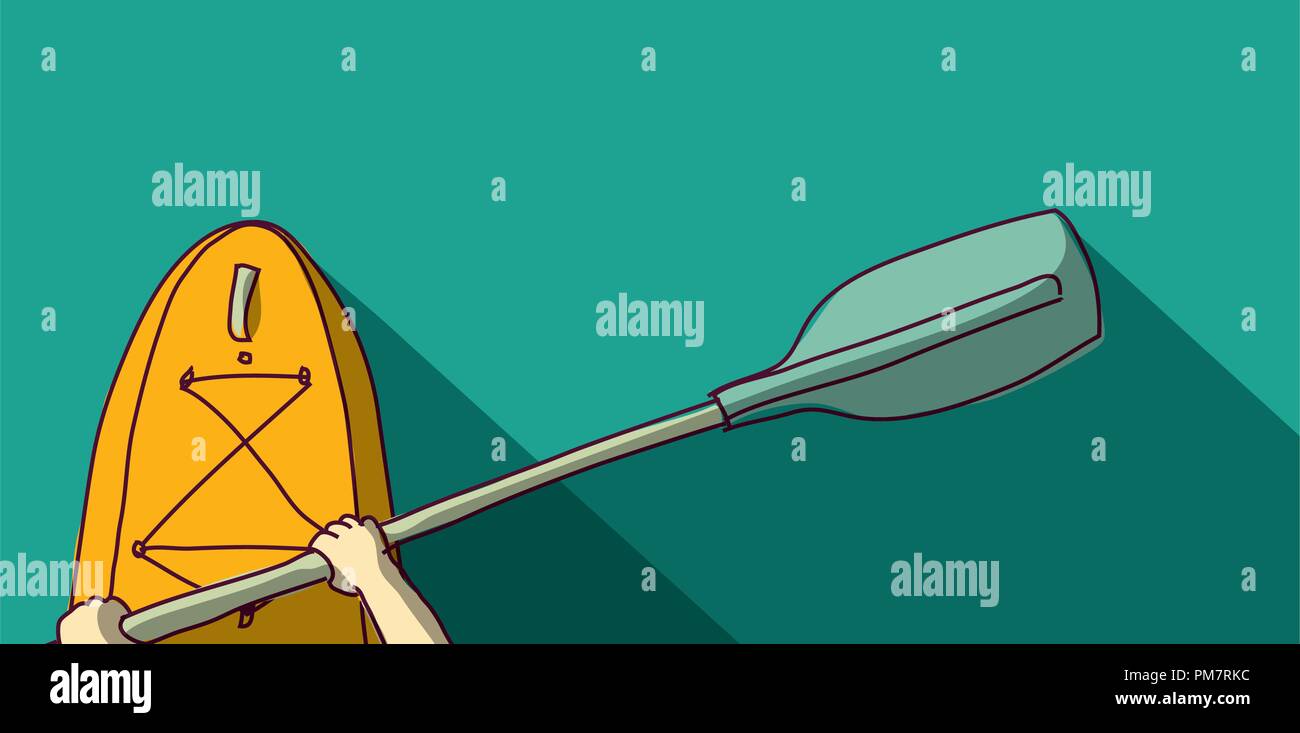 Mano nel canottaggio kayak sport di acqua piatta vista superiore Illustrazione Vettoriale