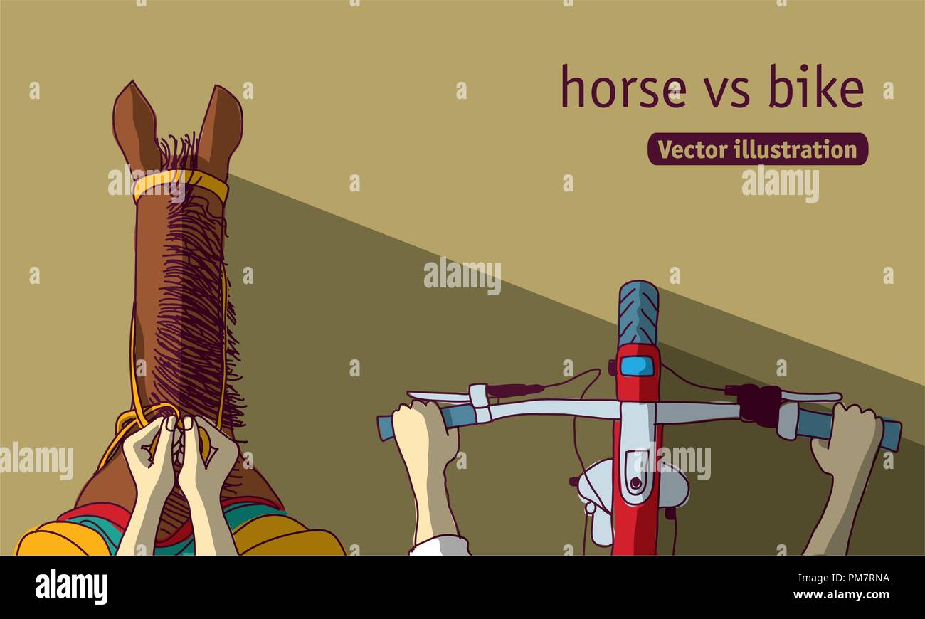 Cavallo vs bike vista superiore Illustrazione Vettoriale