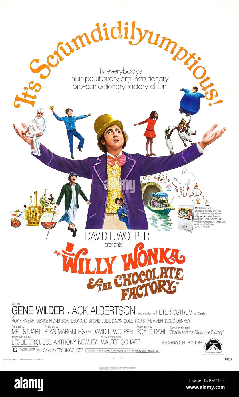 "Willy Wonka & la Fabbrica di Cioccolato' 1971 File manifesto riferimento # 31386 700THA Foto Stock