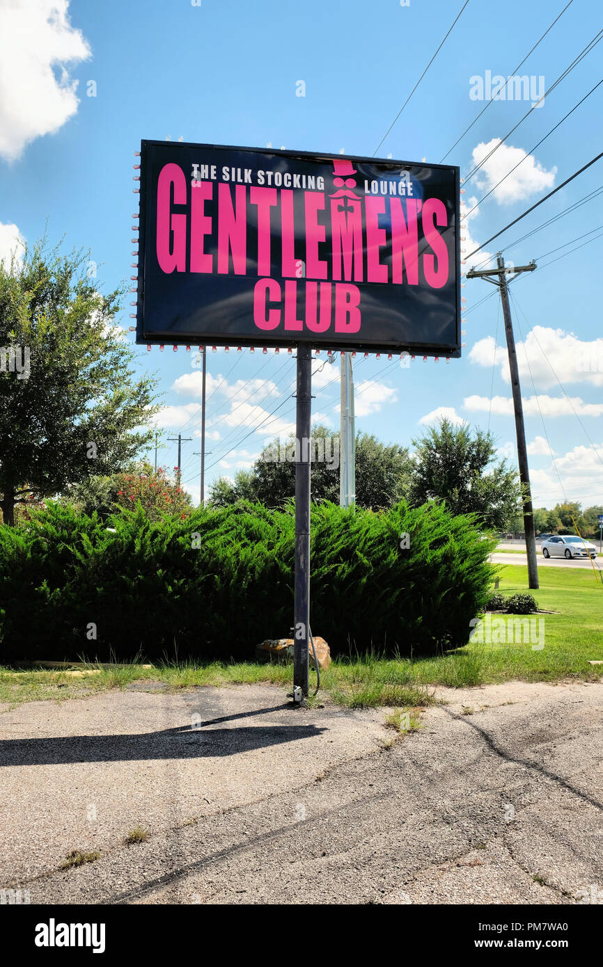 Segno per la seta calza Gentlemen's Club in College Station, Texas, Stati Uniti d'America. Foto Stock