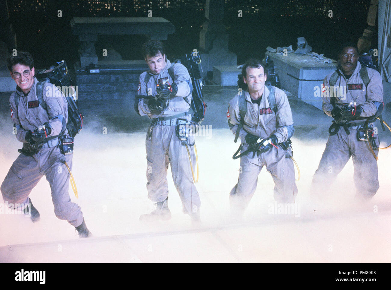 Studio Pubblicità ancora da 'Ghostbusters' Harold Ramis, Dan Akroyd, Bill Murray, Ernie Hudson © 1984 Columbia Foto Stock